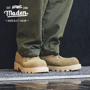 Maden thương hiệu nam thanh niên 2024 mùa thu thời trang tiệc tùng mới cao đường phố cát Mickey Giày Derby Nam Mùa Đông mũi tròn retro bảo hộ lao động Giày thường ngày Giày da da lộn có đế dày ngón chân cái Giày