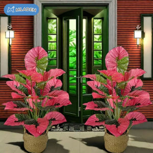 MLADEN Artificial Pink Colorful Leaves Purple Water Lily Apple Leaf Ornamental Plants for Home Garden Decoration