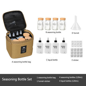 ShineTrip Spice Bottle Set with Storage Bag Label Stickers Outdoor Camping Seasoning Container