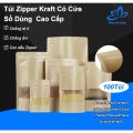 100 cái túi zip thực phẩm  nhiều kích thước Túi giấy zip kraft vàng có cửa sổ tràn viền đáy đứng, túi zipper giấy đựng thực phẩm chất lượng cao. 