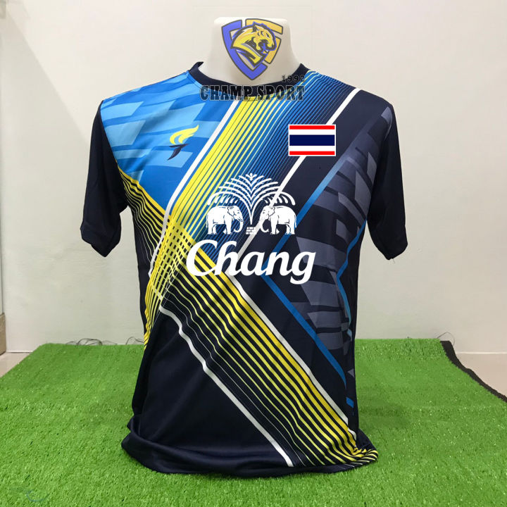 (สีใหม่2023) เสื้อกีฬาพิมลาย โลโก้ช้าง (พร้อมส่ง) เสื้อทีมชาติไทย Chang ...