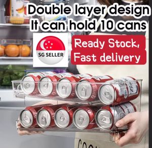 [LOCAL SELLER] Drawer Type Self Rolling Can Storage Box PET Refrigerator Finishing Rack Refrigerator Storage Box