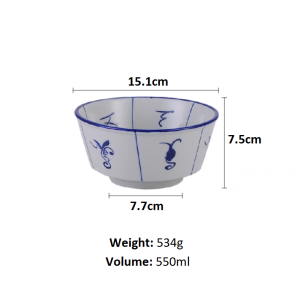 Traditional Antique Chinese Auspicious Noodle Bowl Rice/Porridge/Soup Broth Ceramic Eating Tableware