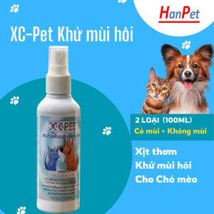 Hanpet- XC PET 100ml (thailand) Xịt thơm khử mùi hôi cát mèo và mùi hôi trên cơ thể chó mèo