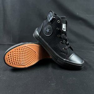 sepatu anak laki laki sekolah FULL BLACK size 31-37 Free Koas Kaki
