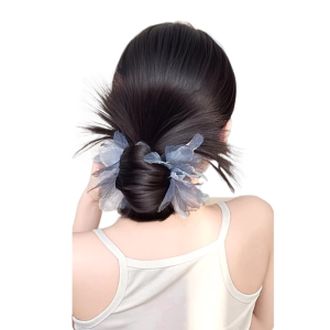 EXCES ผมสังเคราะห์ วิกผมผมดอกไม้ คลิปหนีบเล็บ ที่ต่อผม มวยหยิกยุ่ง แฟชั่นสำหรับผู้หญิง ขนปุยฟู ชิ้นส่วนขนปลอม สำหรับผู้หญิง