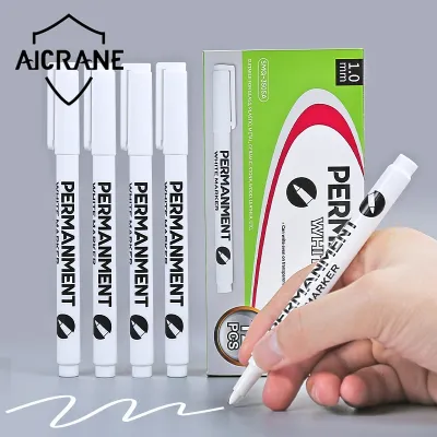 12pcs White Permanent Marker Pen 1.0mm Fine Tip Oily Waterproof for Tire Tread Graffiti Notebook Environmental