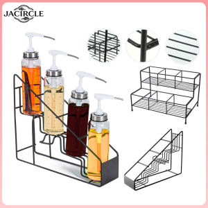 JACIRCLE 4/6 Grid Bottle Storage Rack Syrup Bottle Organizer Kitchen Cafe Small Large Bottles Storage Rack