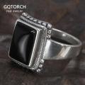 Solid 925 Sterling Silver Lucifer Rings with Black Onyx Natural Stone Handmade Statement Ring TV Show Jewelry. 