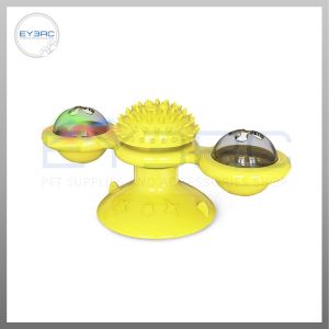Pet Interactive Rotating Windmill Ball with Suction Cup for Cats Durable Sturdy Design Mental & Physical Stimulation Toy