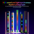 Sound Pickup Rhythm Lights RGB LED Atmosphere Light DJ Car Sound Control Colorful LED Strip Environment Disco Light Bar 32-bit Music Level Voice Control Audio Display Lamp or Home Office Outdoor Voice Activated Ambient Light. 
