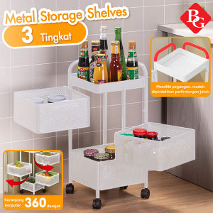 BG SPORT Metal Storage Rak Susun Troli Besi Serbaguna Tingkat Model Kotak