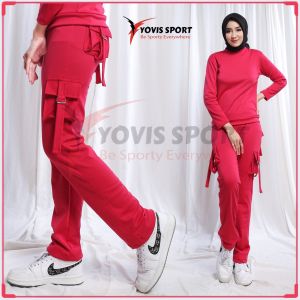 Celana Senam Cargo Kantong 4 Wanita Yovis Sport