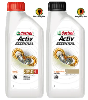 Castrol GO Mineral 20W40 4T or 2T or SAE40 Activ Essential Motorcycle Oil 1L 800ml 500ml 4T GO 2T GO Castrol Activ Essential 4T 2T SAE40 (100% Original)