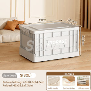 Salvo Large Folding Storage Box Industrial Style Wheels Portable Plastic Organizer Trunk for Camping Home Car Clothes Toy Storage Foldable Crates