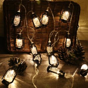 Kerosene Lantern 1M 10 LED String Lights Fairy Garland Lamp For Ramadan Wedding Home Indoor Decoration
