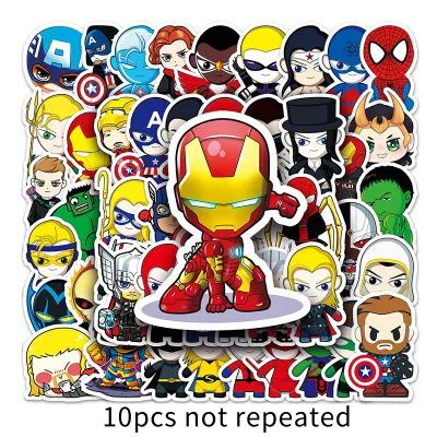54PCS Cartoon Marvel Character Sticker Spider-Man Iron Man Hulk Cartoon Character Graffiti Decal Waterproof Vinyl Sticker
