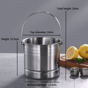 Stainless Steel Portable Champagne Bucket Outdoor Beer Wine Cooler Ice Bucket Handheld Bar KTV Small Ice Block Barrel
