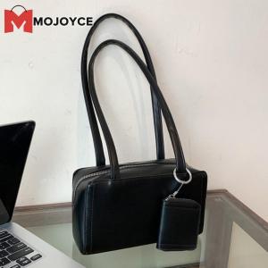 MOJOYCE Womens Compact Cross Body Shoulder Bag PU Leather Solid Color Tote with Purse for Casual and Business Use