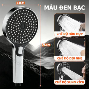 Bát Sen Tắm Tăng Áp Massage Thư Giãn 3 Chức Năng Cầm Tay Vòi Sen Phòng Tắm Mặt Cực To 130mm có Nút Bấm Tiện Lợi Lỗ Thoát Nước Silicon Trị Cặn Bẩn Công Nghệ Phun Sương Khí Động Học Chống Rơi Vỡ Dày Dặn Ren 21mm Phù Hợp Mọi Dây Sen Nhà Tắm