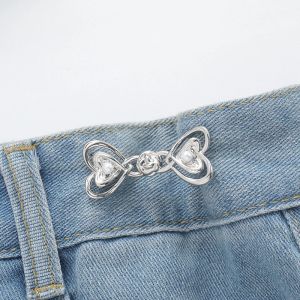5Set Skirt Pants Tighten Waist Brooches Jeans Heart Adjustable Waist Clip Buckle No Sewing Required Jeans Button Clothing Accessories