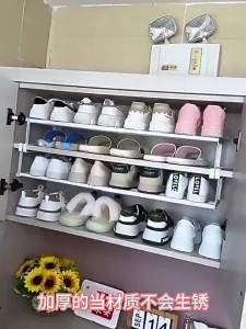 [Free Shipping] Multifunctional Retractable Shoe Rack With Partition Panels Home Shoe Cabinet Hanging Layered Storage Rack Shoe Organizer Without Drilling