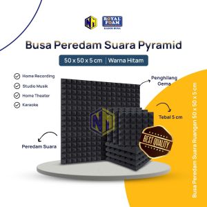 Busa Peredam Suara Pyramid - Peredam Suara Tebal 5 cm ukuran 50x50 cm busa hitam royal