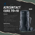Deuter Aircontact Core 70+10 (Black) | Trekking Backpack. 