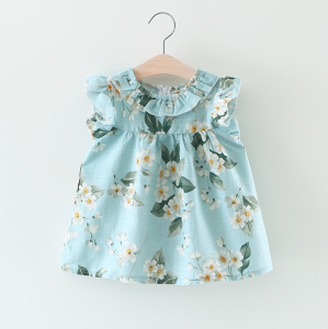 TOKO49 - Gaun Mini Lengan Pendek Dengan Gambar Motif Floral