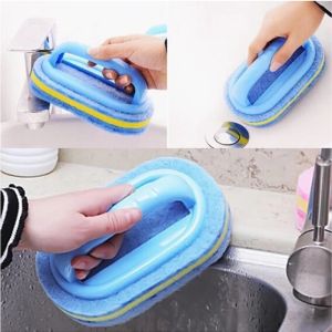 Bath Brush Plastic Handle Sponge Bottom Bathtub Window Cleaner Kitchen Cleaning Bathroom Toilet Glass Wall Cleaning