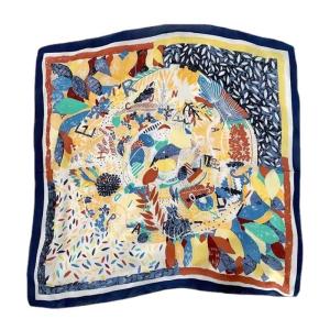 Fashionable Women Head Scarf with Bright Color Flower Pattern for Elegant Lookings Multiuse Square Scarf Shawl Wrap