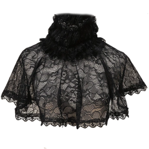 Adjustable Pullover Ruffled Collar Gothic Victorian Age Costumes and Cosplay Halloween Accessory Lace Collar