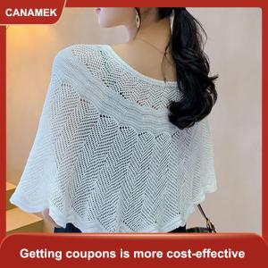【CANAMEK】 Của Phụ Nữ Dệt Kim Rỗng bông khăn choàng khăn áo mùa hè mùa thu thanh lịch phụ nữ mặt trời bảo vệ áo khoác smock