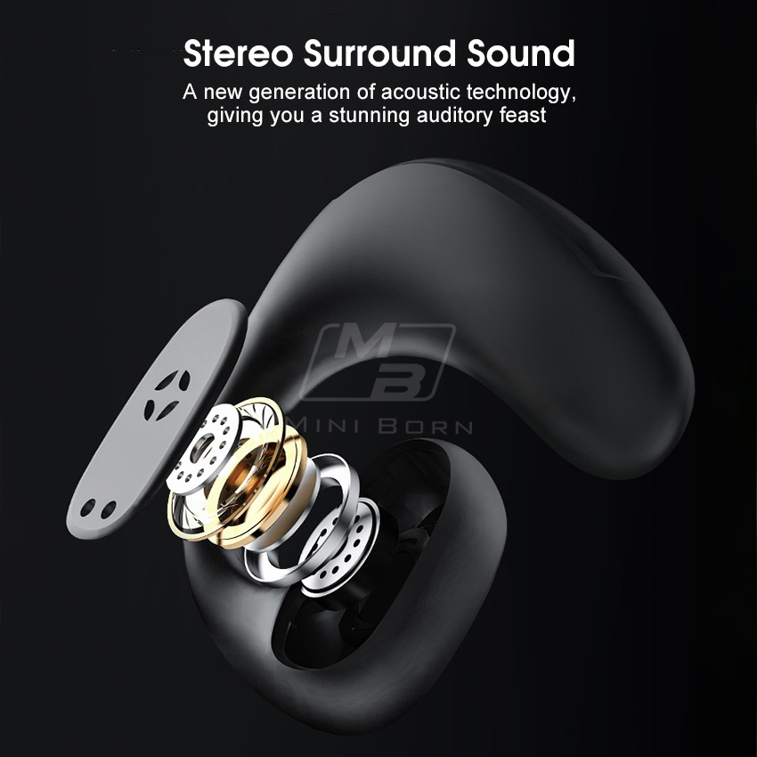 Mini Born TWS Bluetooth Earphone 5.0 căști cu conducție osoasă, cârlig pentru ureche, căști cu afișaj LED, căști non-intraauriculare, căști stereo HD, impermeabile, S_voghion.com