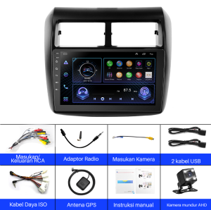 ESSGOO Head Unit Untuk Agya Ayla 2013-2019 9 Inch 4G+64G Android 13 Car Frame & PNP