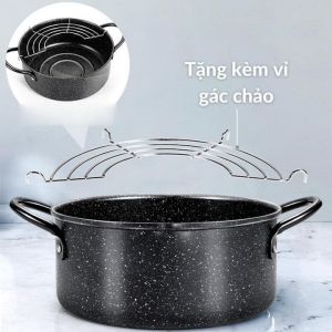 Nồi chiên dán sâu lòng chống dính đa năng dùng được cho mọi loại bếp tặng kèm vỉ gác dầu xuất nhật cao cấp