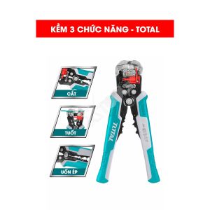 Kìm tuốt dây điện tự động TOTAL THT15246 3 chức năng tuốt cắt uốn dây điện đồng và nhôm xtools