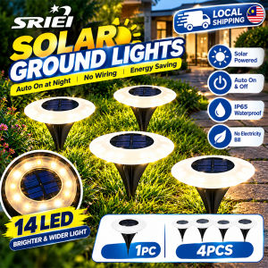 SRIEI 1/4Pack Solar Ground Lights14LED Waterproof Outdoor Landscape Light LED Lawn Lamp for Garden Pathway Yard Deck Camping Decor