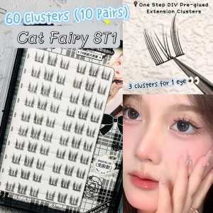 Aimi Lash/MJSP Cat Fairy Style Glue-Free Lashes/Self-Adhesive Eyelashes/DIY Pre-Glued Extension Clusters