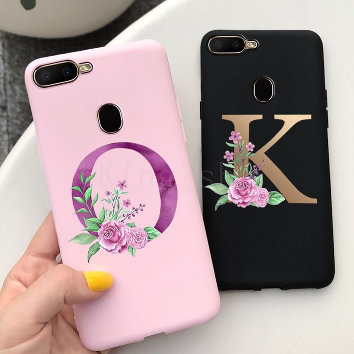 Letters Floral Gold Initial Alphabet Case For OPPO A5s (CPH1909
