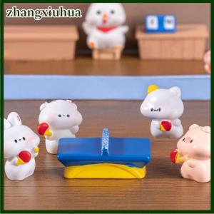 zhangxiuhua 5PCS Cute Table Tennis Animal Doll Micro Landscape Ornaments Dollhouse Toy Home Decoration DIY Resin Accessories Kids Play House