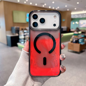Glow Quicksand Phone Case Magne Cover for iPhone 17 Pro Max 16 15 Shell Luminous Glitter Moving Sand Hard Funda Liquid Coque