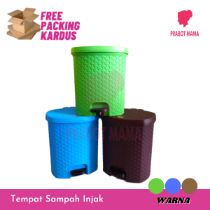 Tempat Sampah Injak Rotan / Tong Sampah Injek / Tempat Sampah Tutup Plastik