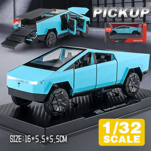 LEO 1:32 Tesla Cybertruck Pickup Metal Diecast Alloy Toys Cars Models Trucks For Boys Children Kids Vehicles Hobby