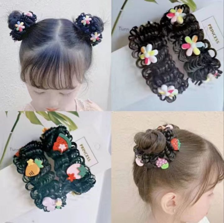 Halo-Halo Simulasi Anak Wig Rambut Pil Rambut Cincin Rambut Aksesoris ...