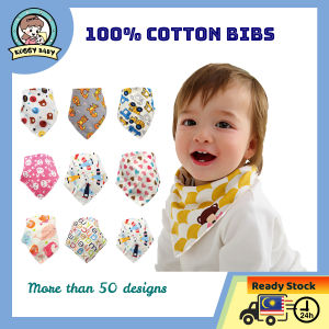 KOGGY Baby 100% Cotton Bibs Soft Absorbent Bandana Drool Bib Adjustable Snap Button Toddler Feeding Bib Newborn Infant Scarf Bib
