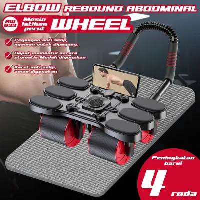 BG Sport promo AB Roller Elbow 4 Wheel With Phone Holder Alat Olahraga Latihan Otot Perut Gym Rumahan FREE MATRAS