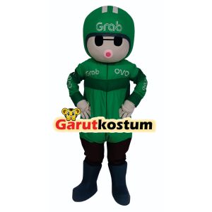Kostum maskot badut karakter perusahaan grab setelan lucu karnaval