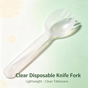 50Pcs Disposable Sporks Fork Spoon Set Individually Wrapped Plastic Utensils for Dessert Cake Party