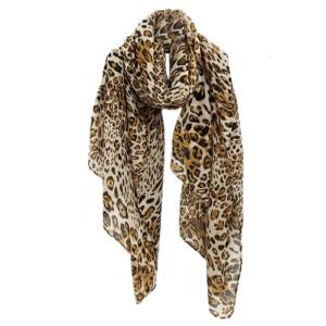 Trendy Leopard Print Wrap Shawl Comfortable and Soft Winter Neck Scarf Polyester Accessory For Travel or Casual Outings